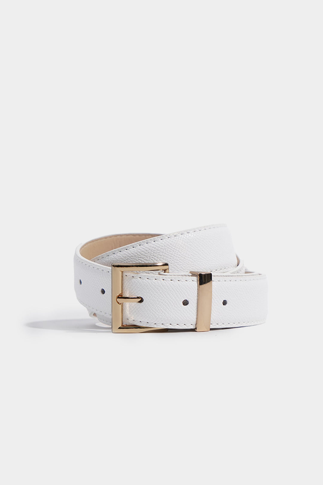 Leather Buckled Slim Belt