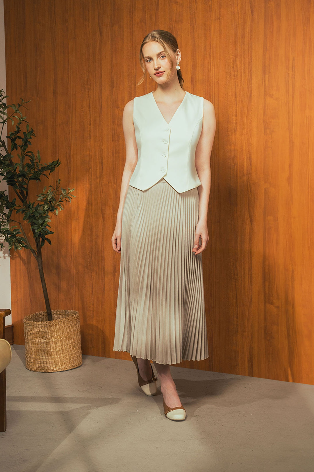 Pleated Midi Skirt