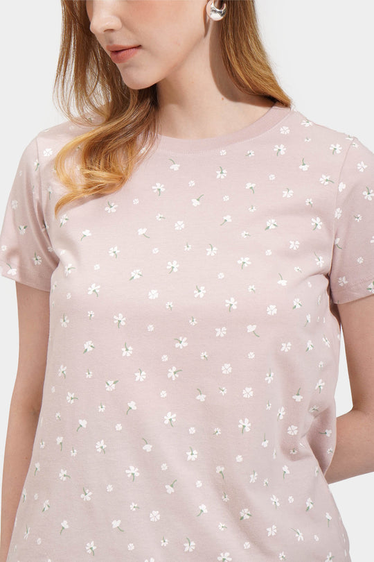 All Over Print Flower Graphic Tee